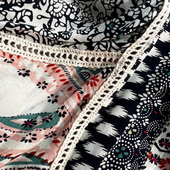 EUC. Boho [Sundance] Romantic Navy & Pink Kimono Mini Dress + Keyhole | Large - Picture 12 of 15